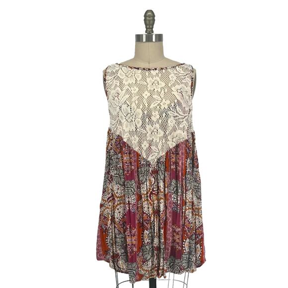 Free People Count Me In Trapeze Top in Floral Combo size Medium - Picture 9 of 16
